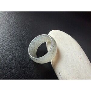 Natural Jade Ink Splash Jade Wide Band ring 青花 Speckled Jade US 7.5-8 Unisex